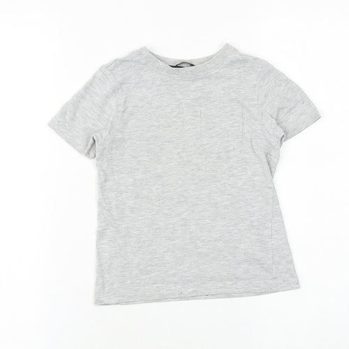 George Boys Grey Cotton Basic T-Shirt Size 3-4 Years Round Neck Pullover