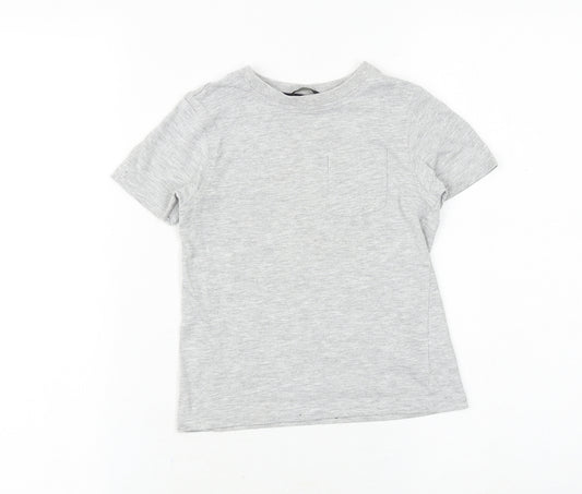 George Boys Grey Cotton Basic T-Shirt Size 3-4 Years Round Neck Pullover
