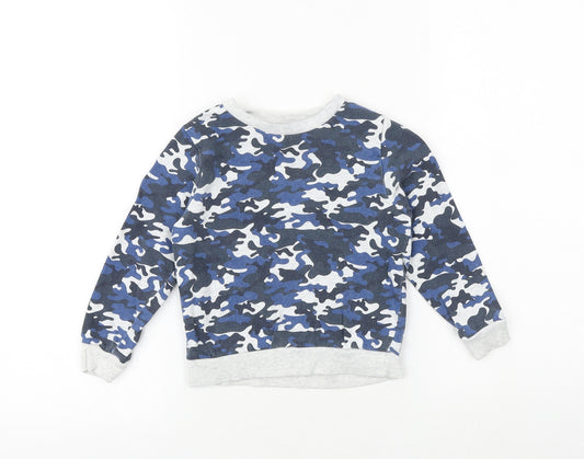 PEP&CO Boys Blue Camouflage Cotton Pullover Sweatshirt Size 4-5 Years Pullover