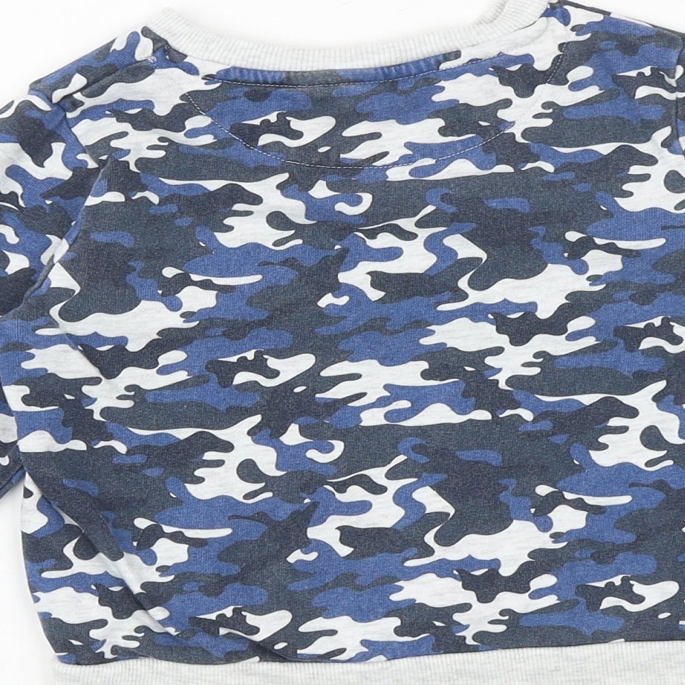 PEP&CO Boys Blue Camouflage Cotton Pullover Sweatshirt Size 4-5 Years Pullover