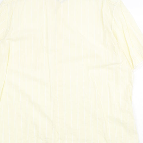 Marks and Spencer Mens Yellow Striped Cotton Button-Up Size 2XL Collared Button