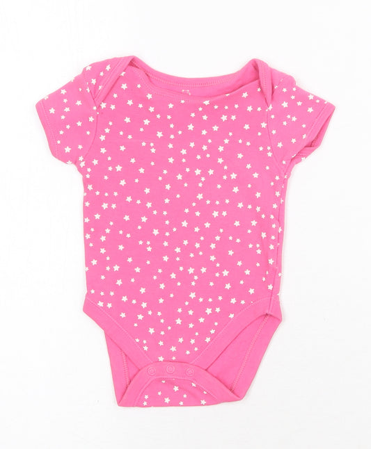Earlydays Girls Pink Geometric Cotton Babygrow One-Piece Size 6-9 Months Snap - Star