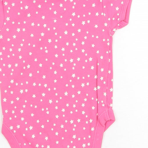 Earlydays Girls Pink Geometric Cotton Babygrow One-Piece Size 6-9 Months Snap - Star
