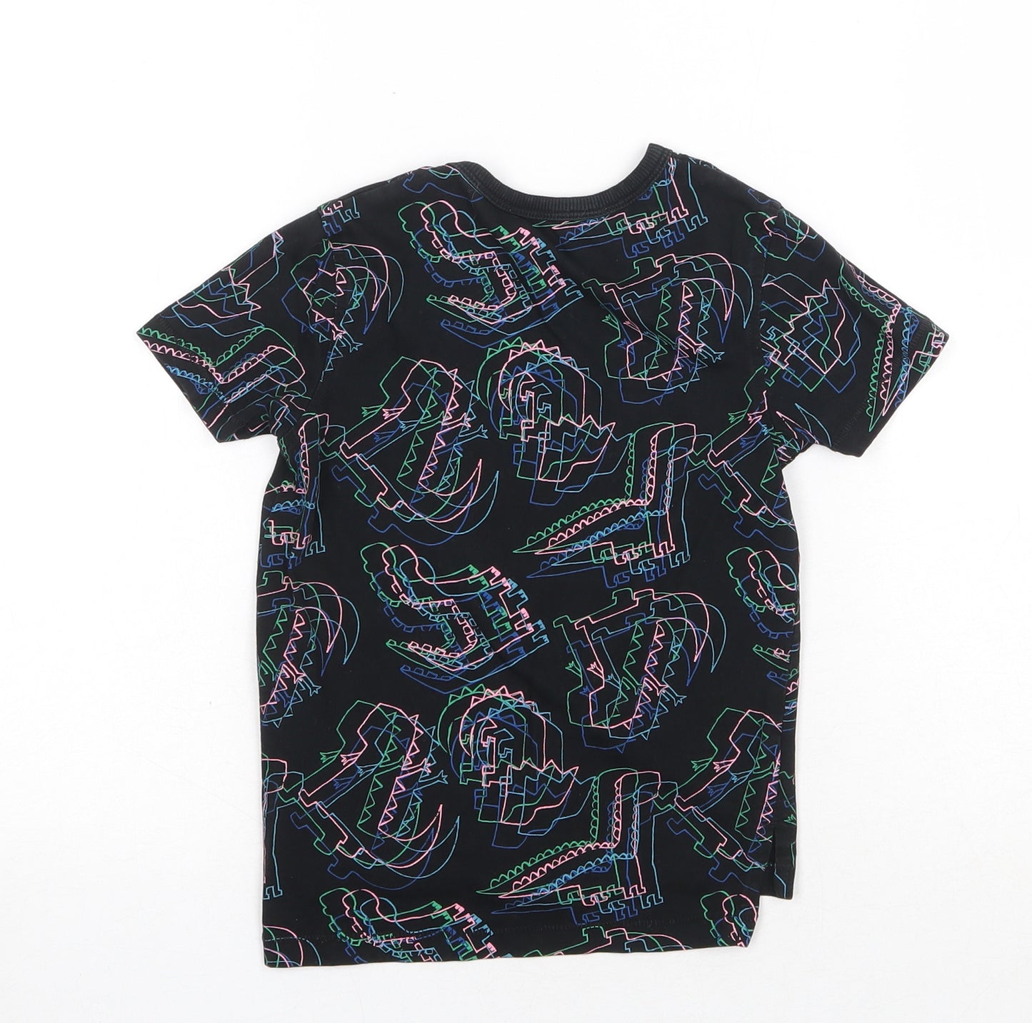 George Girls Black Geometric 100% Cotton Basic T-Shirt Size 3-4 Years Round Neck Pullover