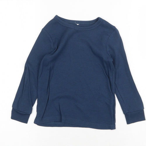 George Boys Blue 100% Cotton Basic T-Shirt Size 3-4 Years Round Neck Pullover