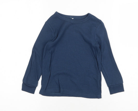 George Boys Blue 100% Cotton Basic T-Shirt Size 3-4 Years Round Neck Pullover