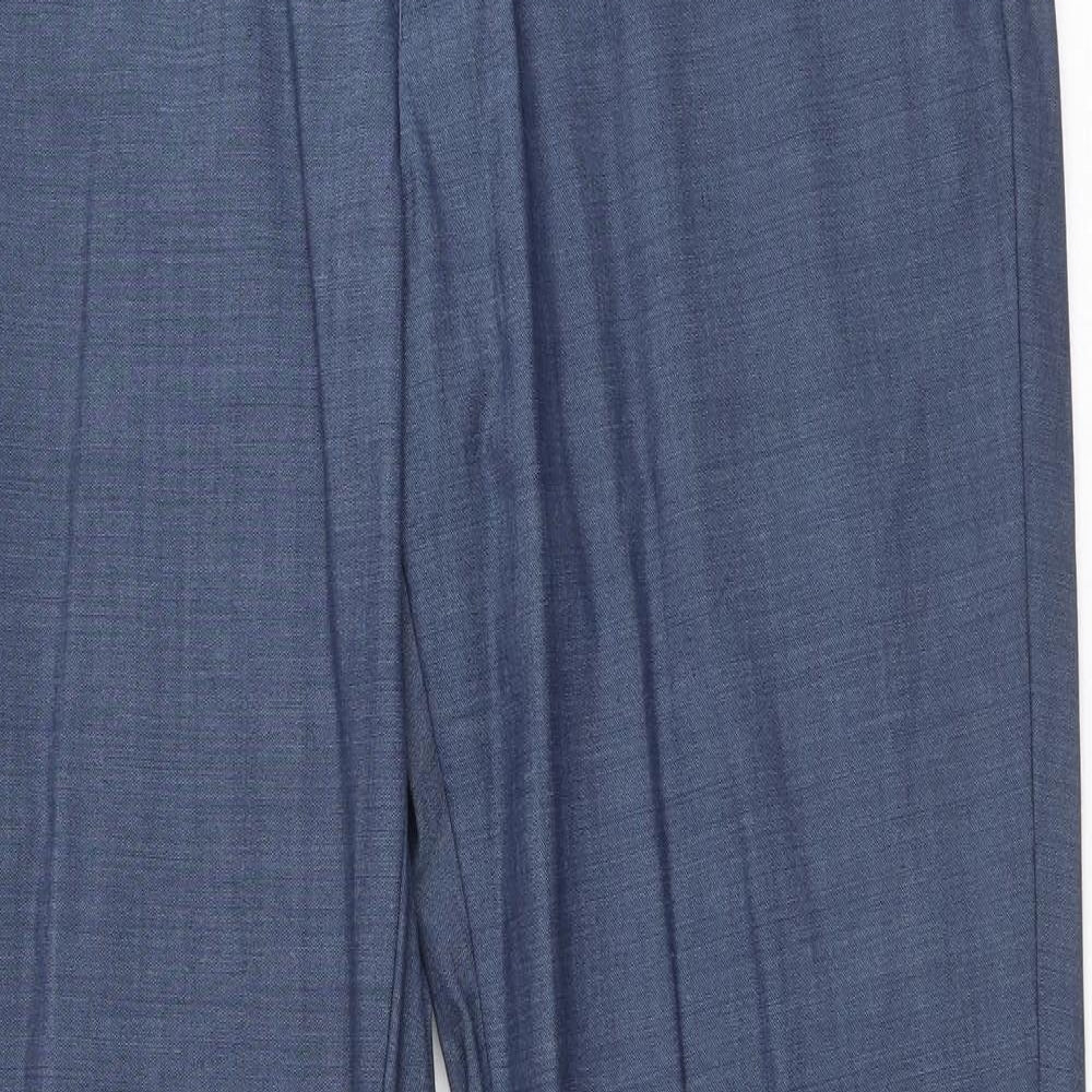 Matalan Mens Blue Polyester Dress Pants Trousers Size 32 in Regular Zip