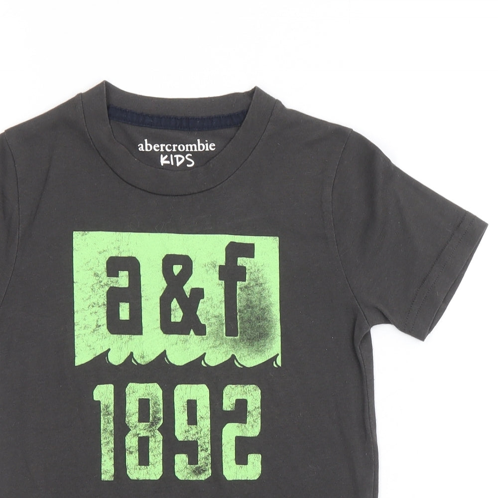 Abercrombie & Fitch Boys Grey 100% Cotton Basic T-Shirt Size 3-4 Years Round Neck Pullover - a&f 1892