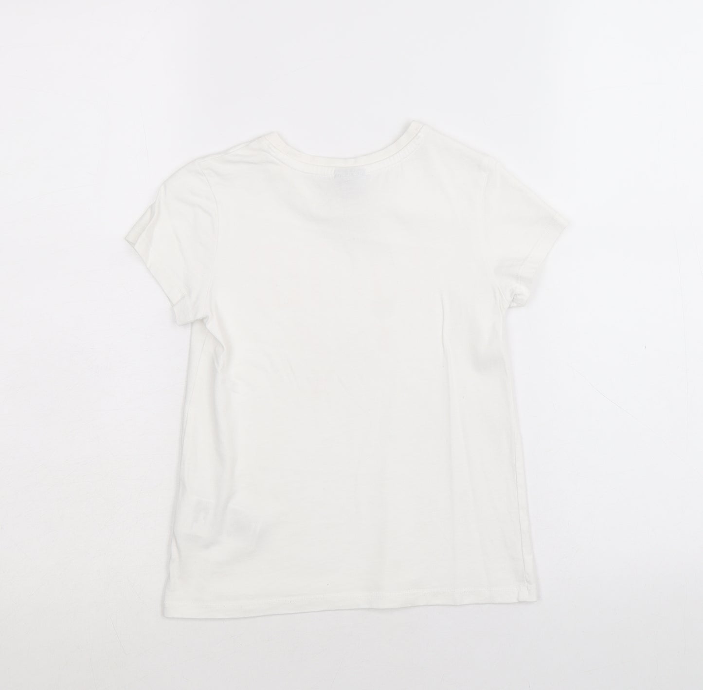 PUMA Girls White 100% Cotton Basic T-Shirt Size 5-6 Years Round Neck Pullover