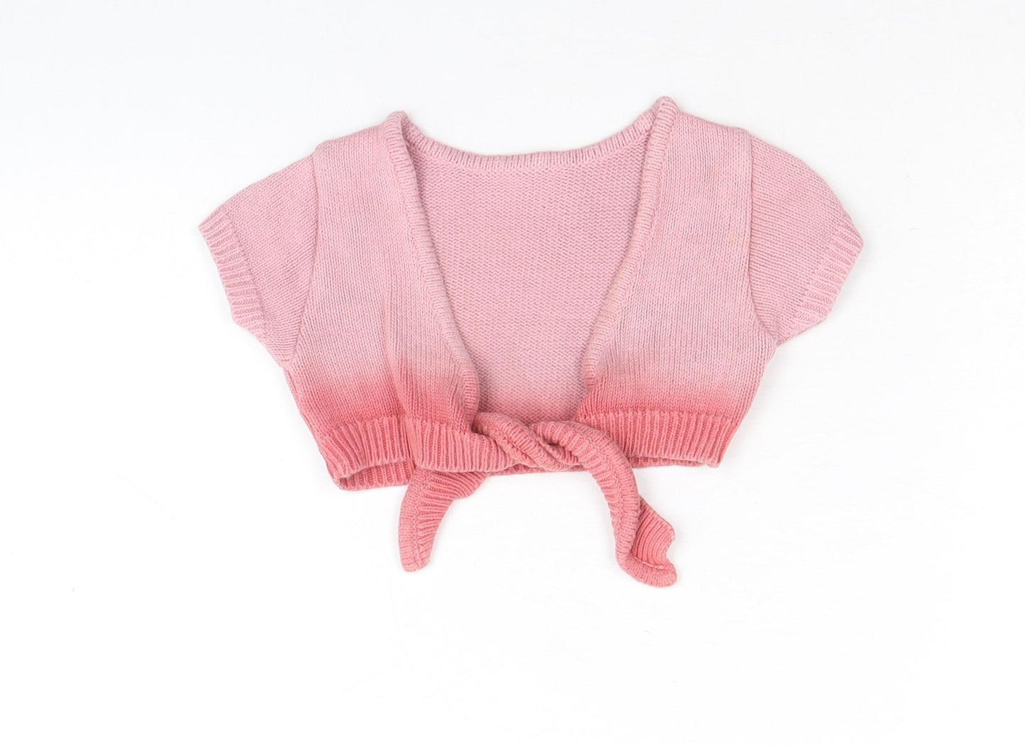 Marks and Spencer Girls Pink Cotton Cardigan Jumper Size 3-6 Months Tie - Tie Front