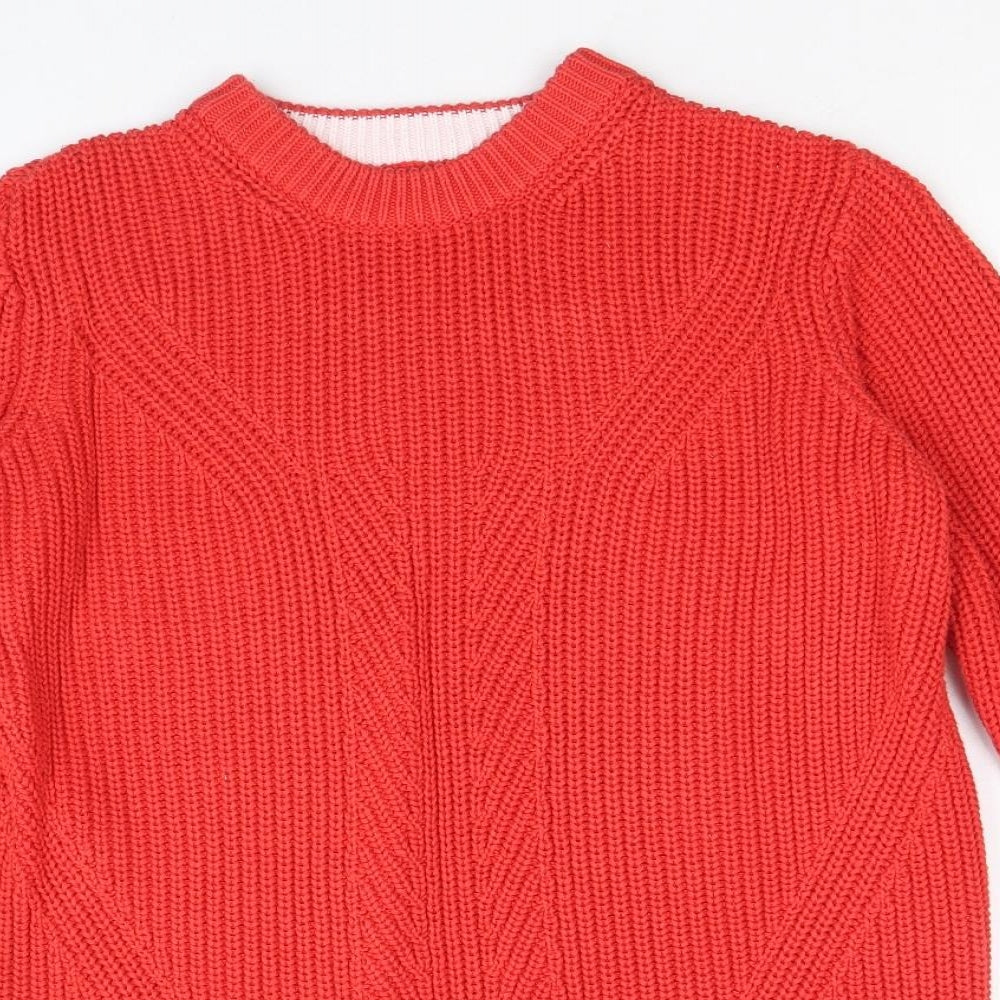 Marks and Spencer Mens Red Round Neck Cotton Pullover Jumper Size S Long Sleeve