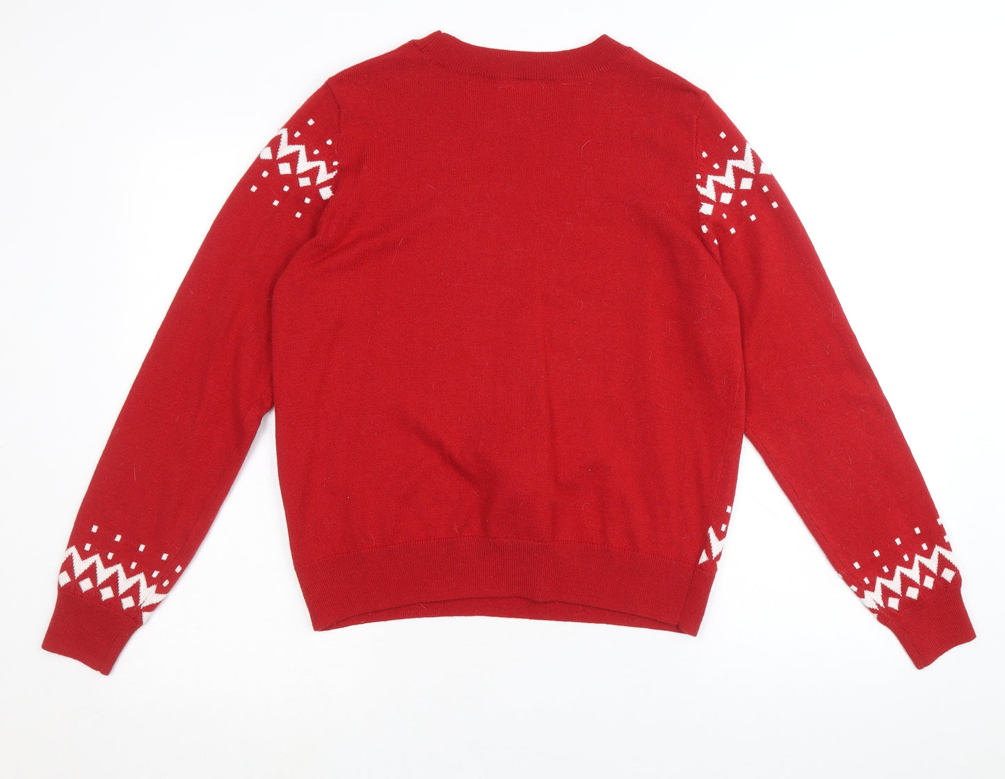 H&M Mens Red Roll Neck Polyester Pullover Jumper Size S Long Sleeve - Reindeer Christmas