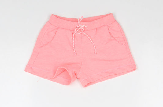 Zara Girls Pink Polyester Sweat Shorts Size 3-4 Years Regular Drawstring