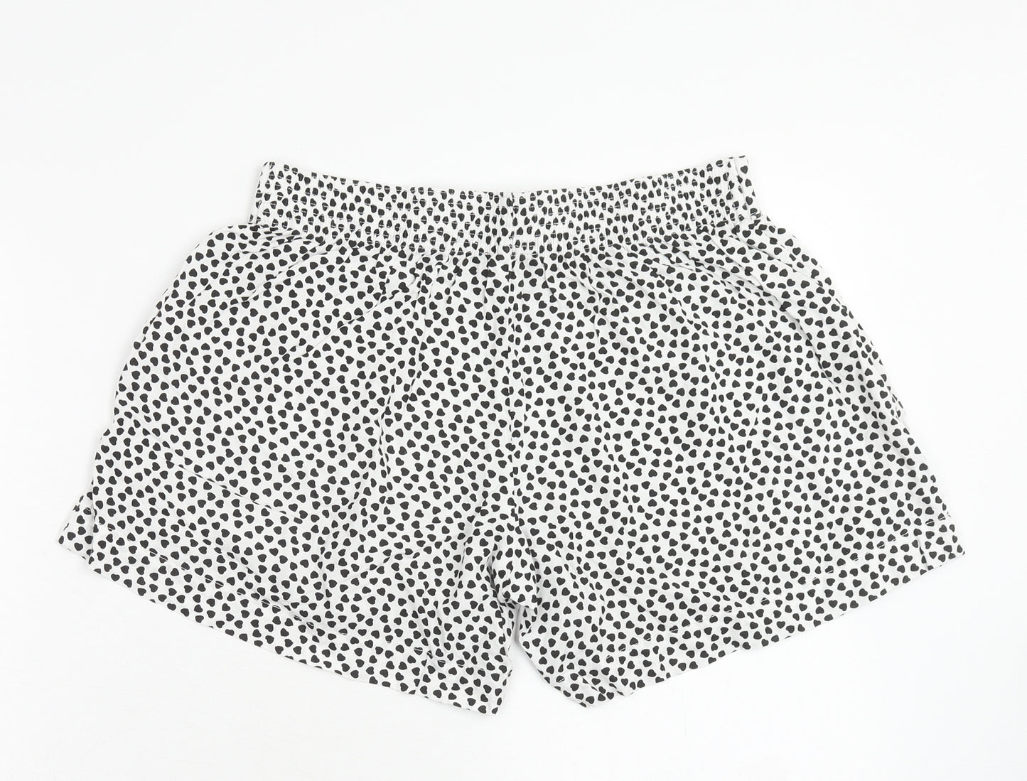 Papaya Womens White Geometric Viscose Bermuda Shorts Size 10 Regular Pull On - Heart Pattern