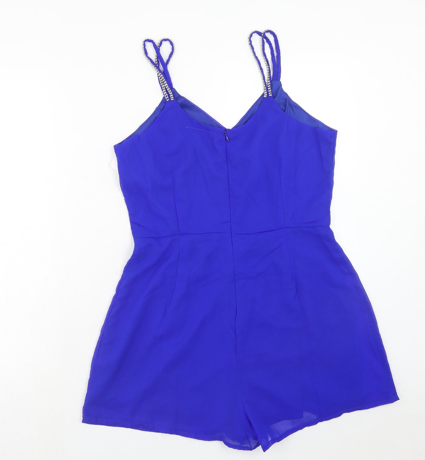 Dizzy Lizzy Womens Blue Polyester Playsuit One-Piece Size L Zip