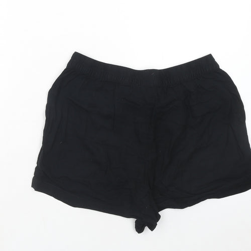 Papaya Womens Black Viscose Sweat Shorts Size 12 Regular Drawstring