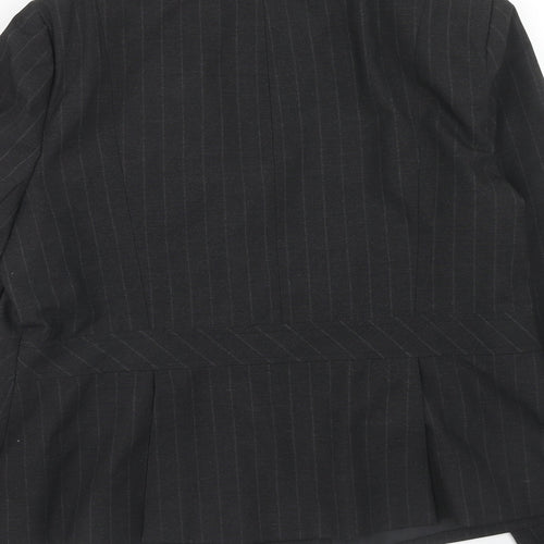 AMARANTO Womens Grey Pinstripe Polyester Jacket Suit Jacket Size 18
