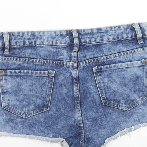 New Look Womens Blue Cotton Cut-Off Shorts Size 10 Regular Zip