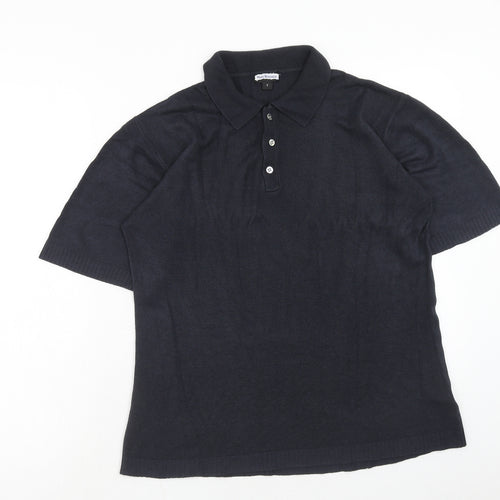 Florence + Fred Mens Blue Acrylic Polo Size S Collared Button