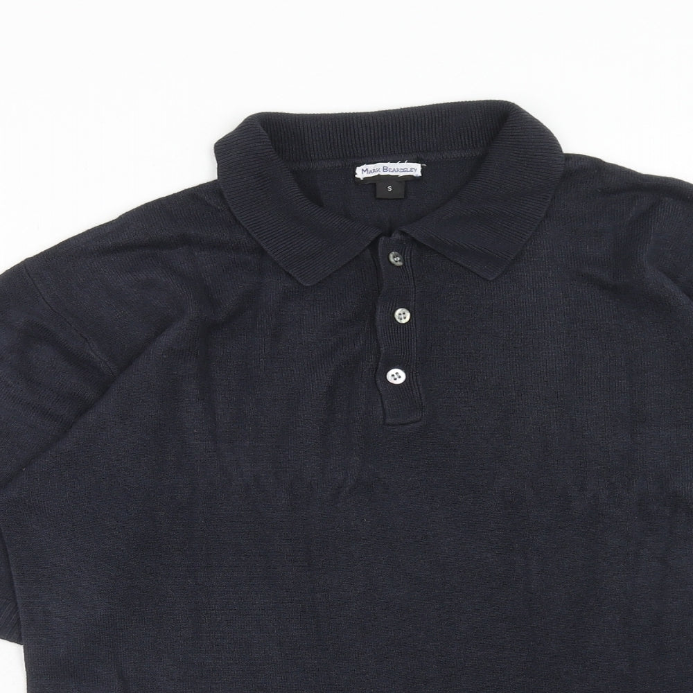 Florence + Fred Mens Blue Acrylic Polo Size S Collared Button