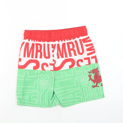 George Boys Multicoloured Geometric Polyester Sweat Shorts Size 8-9 Years Regular Drawstring - Swim Short, Welsh Dragon
