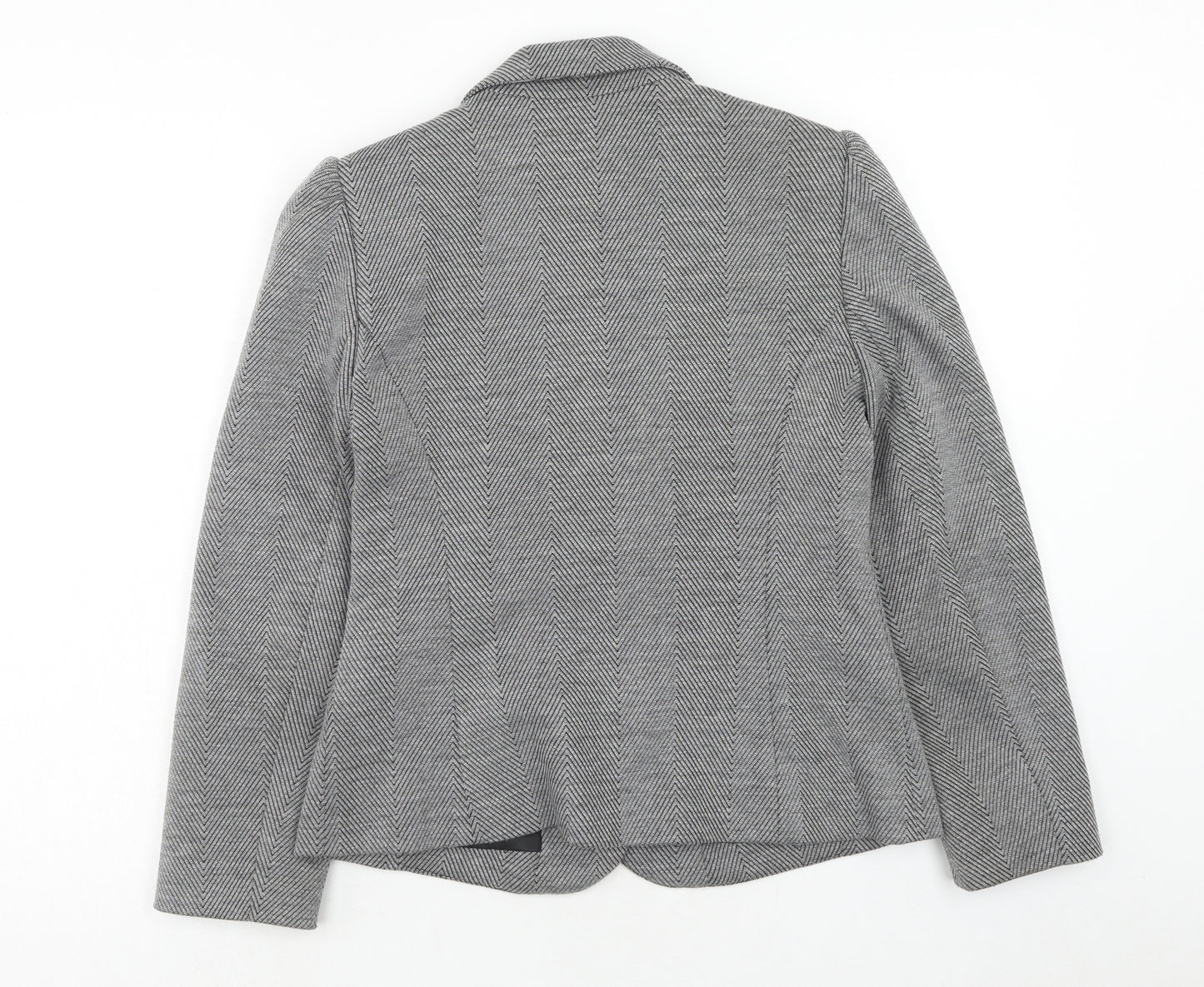 TU Womens Grey Herringbone Polyester Jacket Blazer Size 8