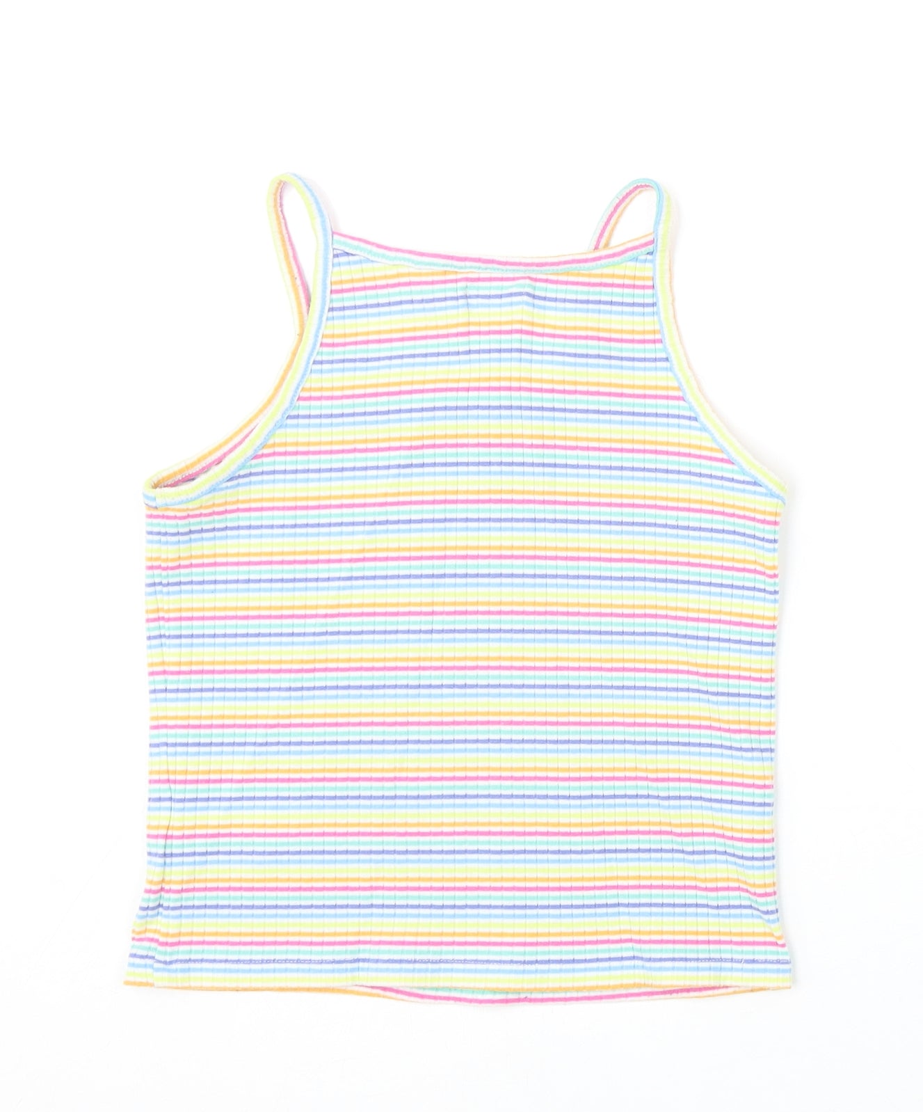 NEXT Girls Multicoloured Striped Cotton Camisole Tank Size 11 Years Scoop Neck Pullover