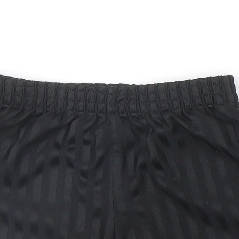 Preworn Boys Black Striped Polyester Sweat Shorts Size 3-4 Years Regular