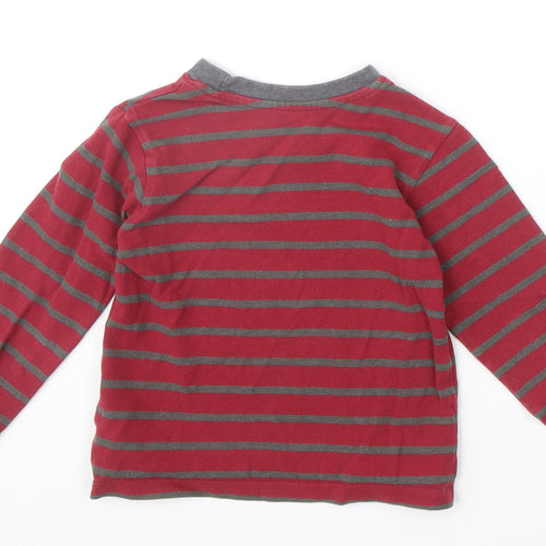 Matalan Boys Red Striped Cotton Basic T-Shirt Size 3-4 Years Round Neck Pullover