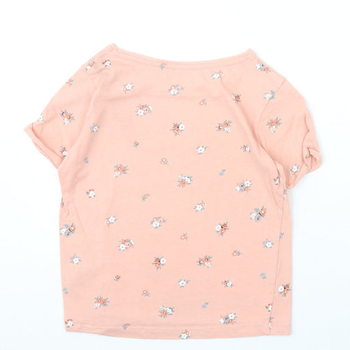 Primark Girls Pink Floral 100% Cotton Basic T-Shirt Size 8-9 Years Round Neck Pullover - Never Stop Being Someone Magical