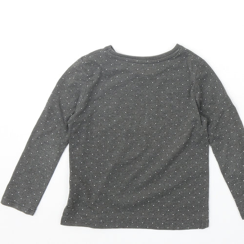 Primark Girls Grey Cotton Basic T-Shirt Size 3-4 Years Round Neck Pullover - Bonjour