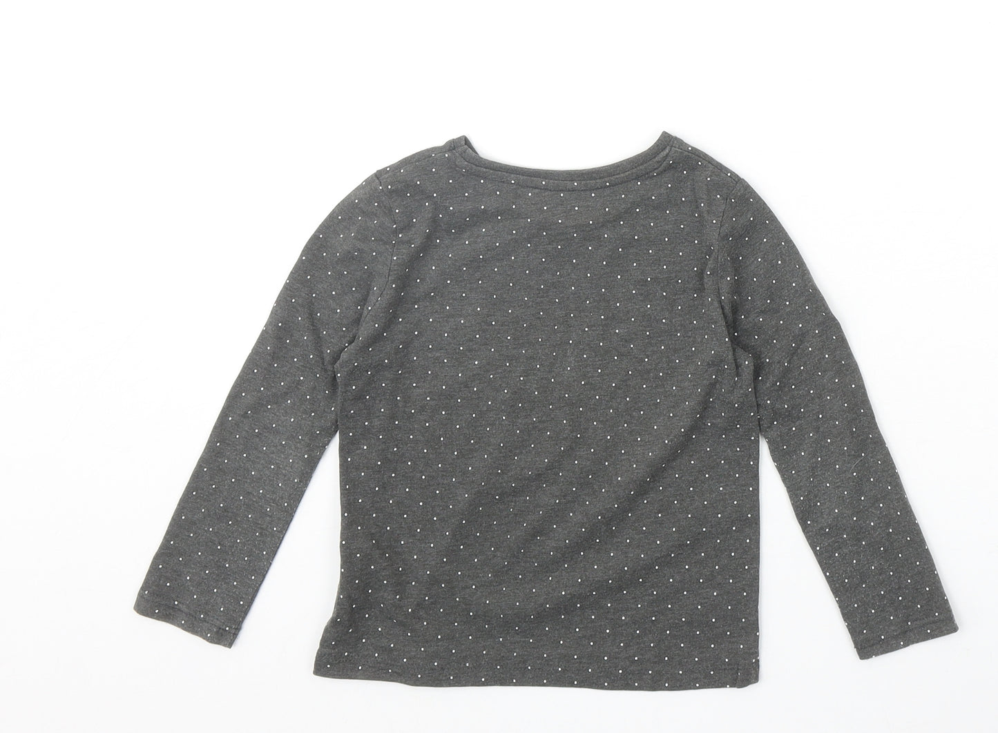 Primark Girls Grey Cotton Basic T-Shirt Size 3-4 Years Round Neck Pullover - Bonjour
