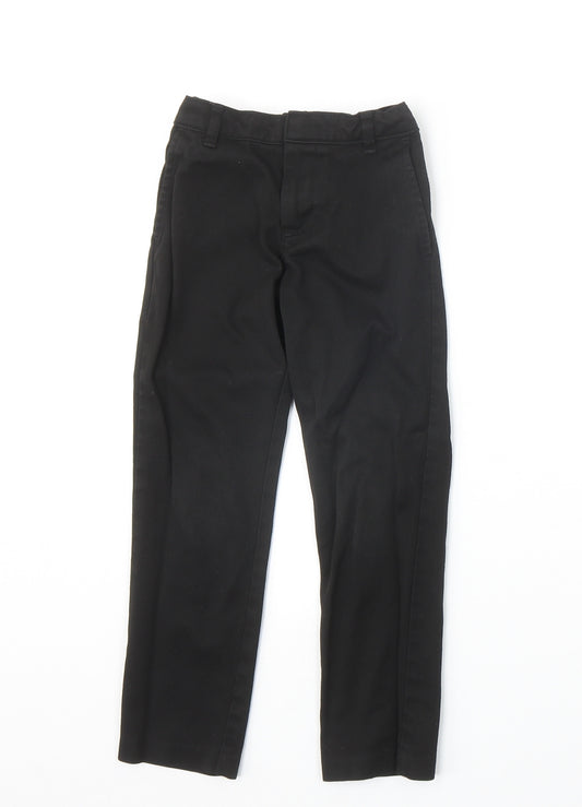 Preworn Boys Black Viscose Chino Trousers Size 5-6 Years Regular Zip