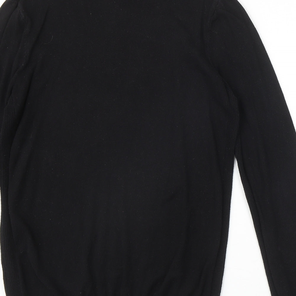 Topshop Mens Black Round Neck Cotton Pullover Jumper Size M Long Sleeve