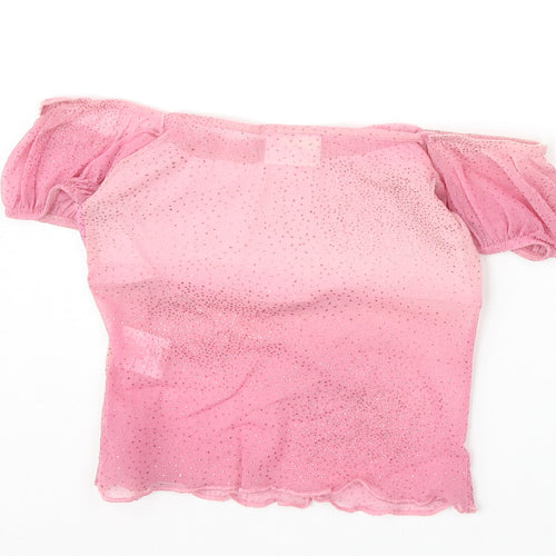 GirlsCo Girls Pink Polyamide Basic Blouse Size 9-10 Years Off the Shoulder Pullover