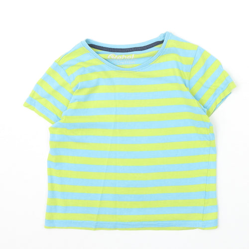 Primark Boys Multicoloured Striped Polyester Basic T-Shirt Size 4-5 Years Round Neck Pullover