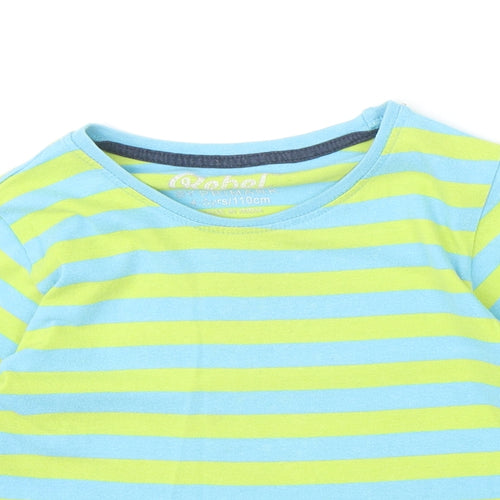 Primark Boys Multicoloured Striped Polyester Basic T-Shirt Size 4-5 Years Round Neck Pullover