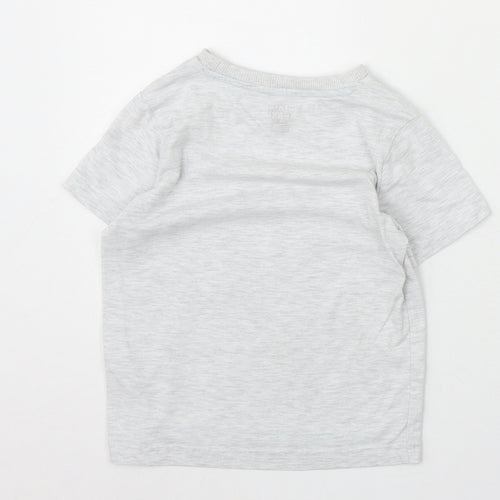 F&F Boys Grey Cotton Basic T-Shirt Size 3-4 Years Round Neck Pullover - Team Dino