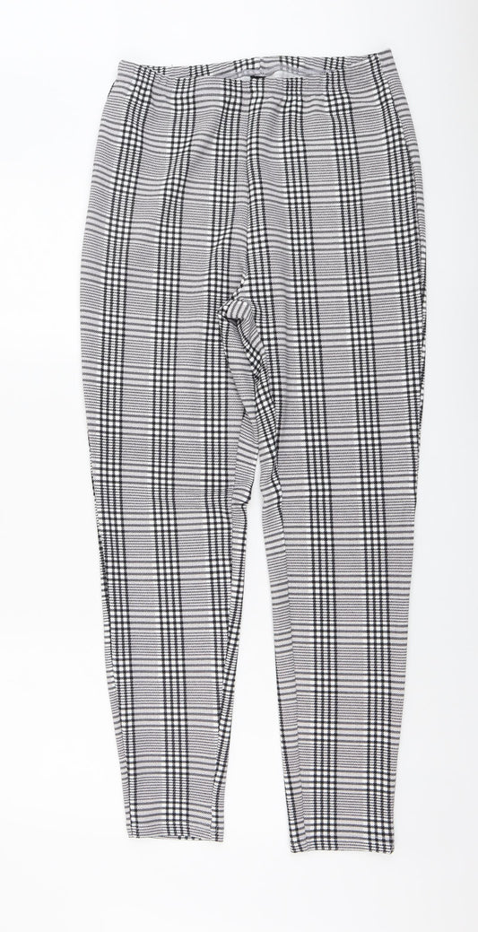 SheIn Womens Grey Plaid Polyester Jogger Leggings Size L L29 in