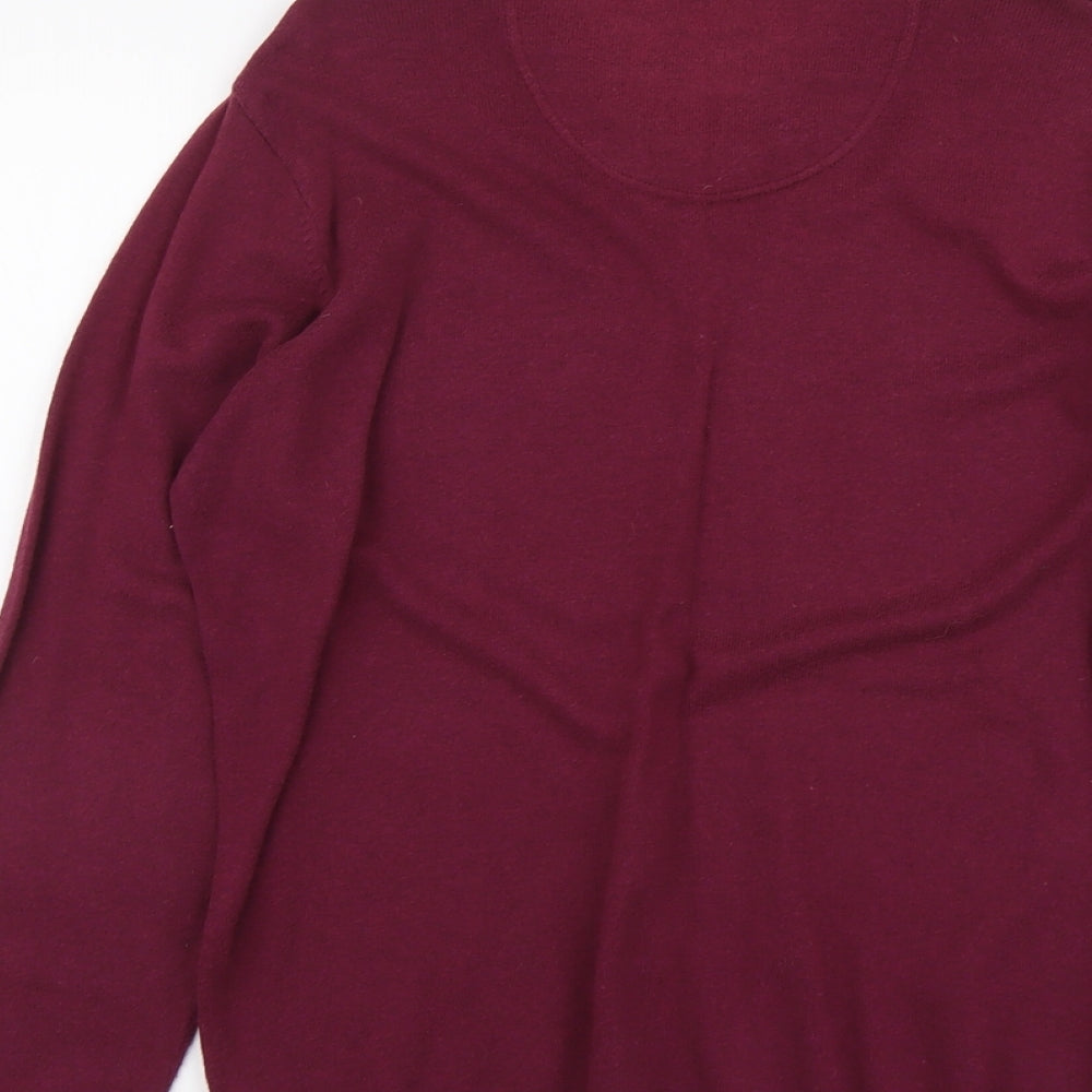 Jeff Banks Mens Purple V-Neck Cotton Pullover Jumper Size S Long Sleeve