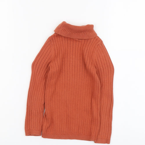 George Girls Brown Roll Neck Cotton Pullover Jumper Size 5-6 Years Pullover