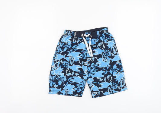 Rebel Boys Black Geometric Polyester Sweat Shorts Size 5-6 Years Regular Drawstring - Swim Shorts