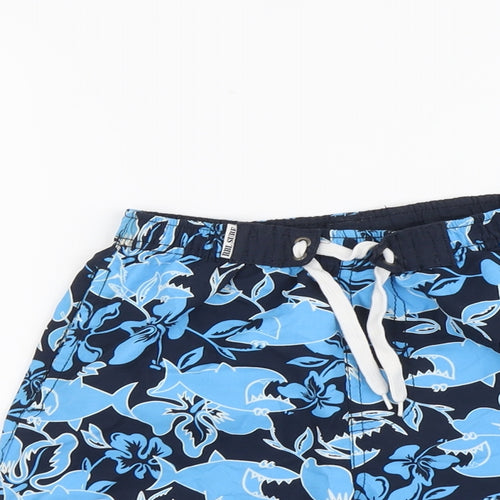 Rebel Boys Black Geometric Polyester Sweat Shorts Size 5-6 Years Regular Drawstring - Swim Shorts