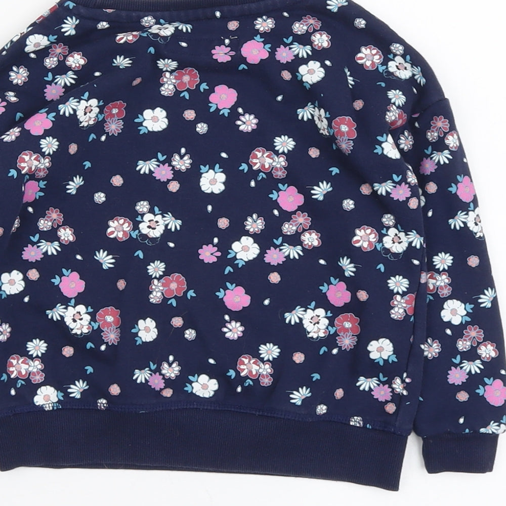 Primark Girls Blue Floral Cotton Pullover Sweatshirt Size 4-5 Years Pullover - Amour