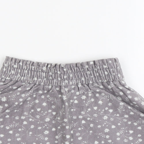 Nutmeg Girls Grey Geometric Cotton A-Line Skirt Size 3-4 Years Regular Pull On
