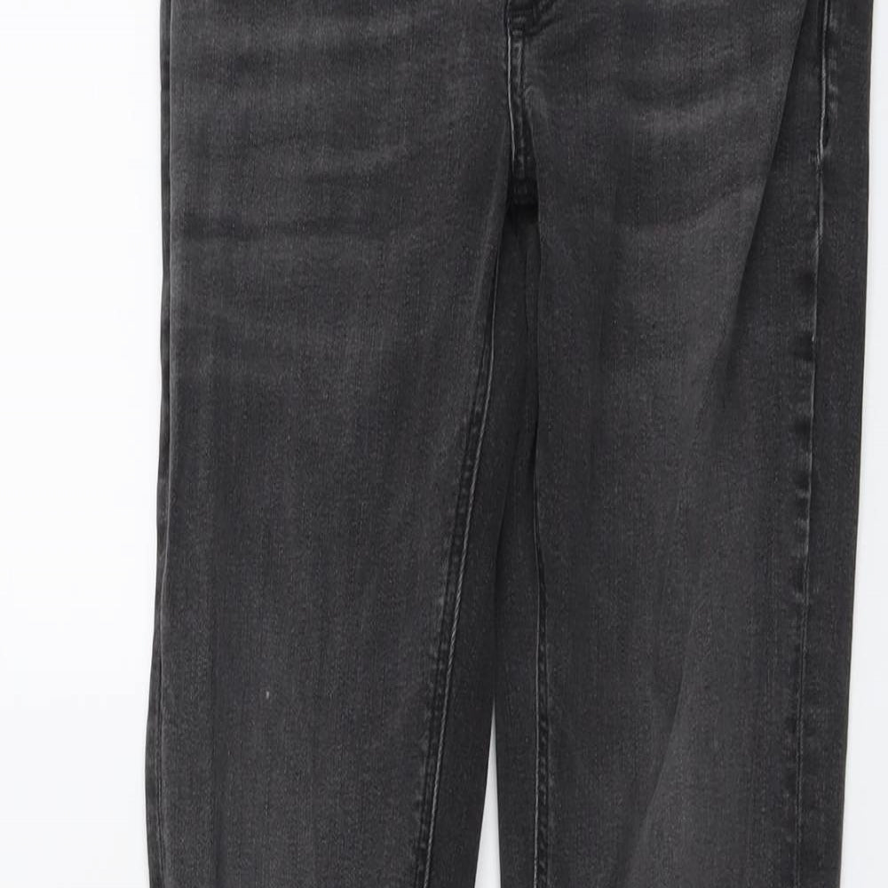 River Island Mens Grey Cotton Straight Jeans Size 28 in L34 in Regular Button