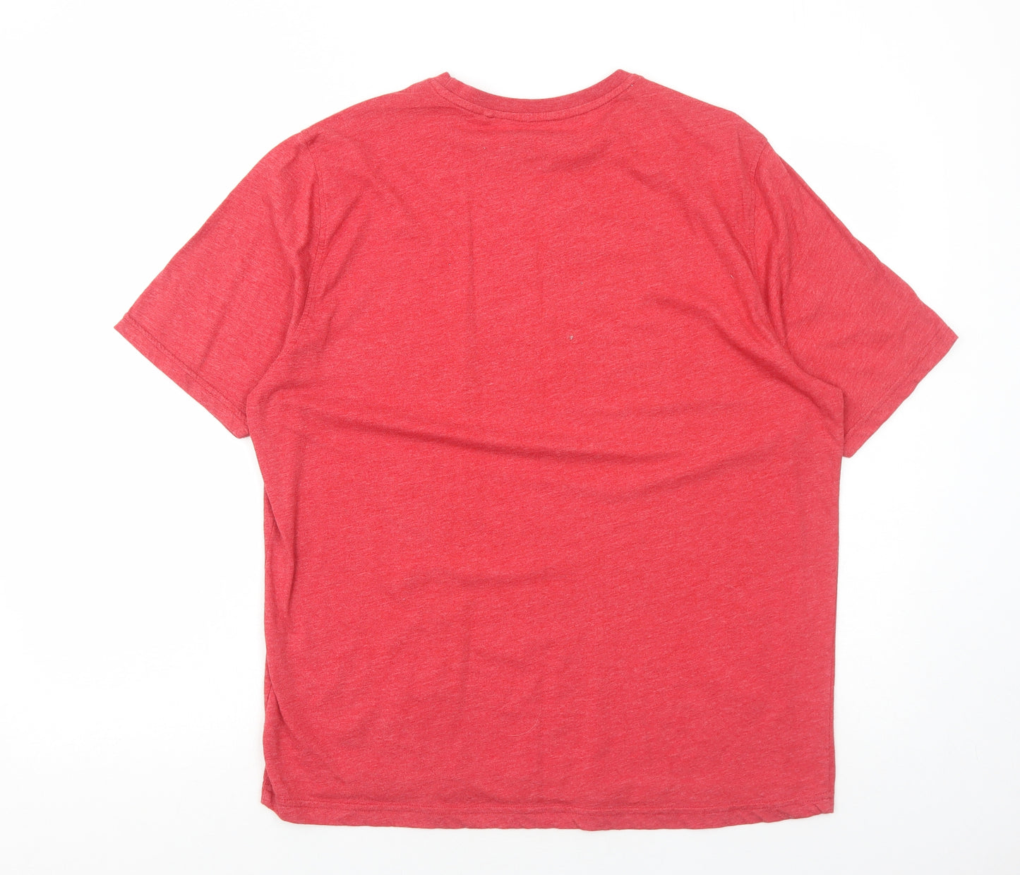 George Mens Red Cotton T-Shirt Size L Crew Neck - Day Off
