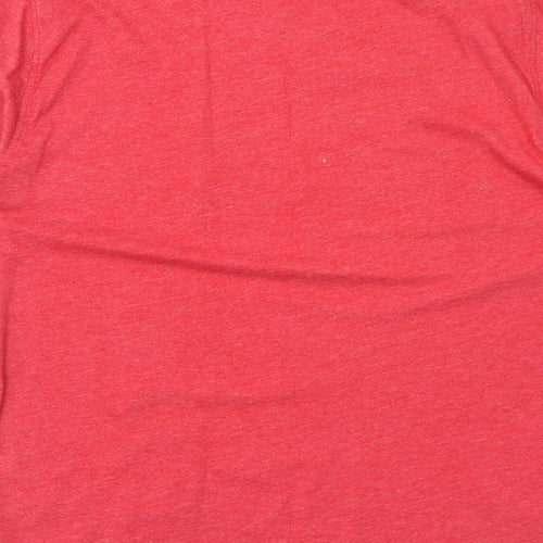 George Mens Red Cotton T-Shirt Size L Crew Neck - Day Off
