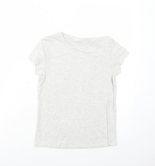 George Girls Grey Cotton Basic T-Shirt Size 10-11 Years Round Neck Pullover