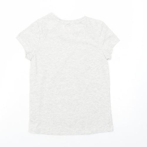 George Girls Grey Cotton Basic T-Shirt Size 10-11 Years Round Neck Pullover